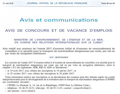 conseiller à la sécurité 2017